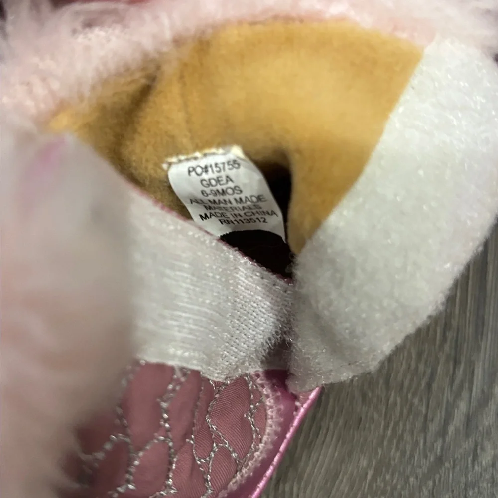 Pink Baby Booties with Faux Fur Trim